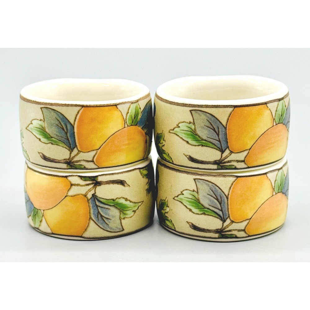 Mikasa Garden Harvest Multicolor Ceramic Fruit Napkin Rings Set of 4 Boxed